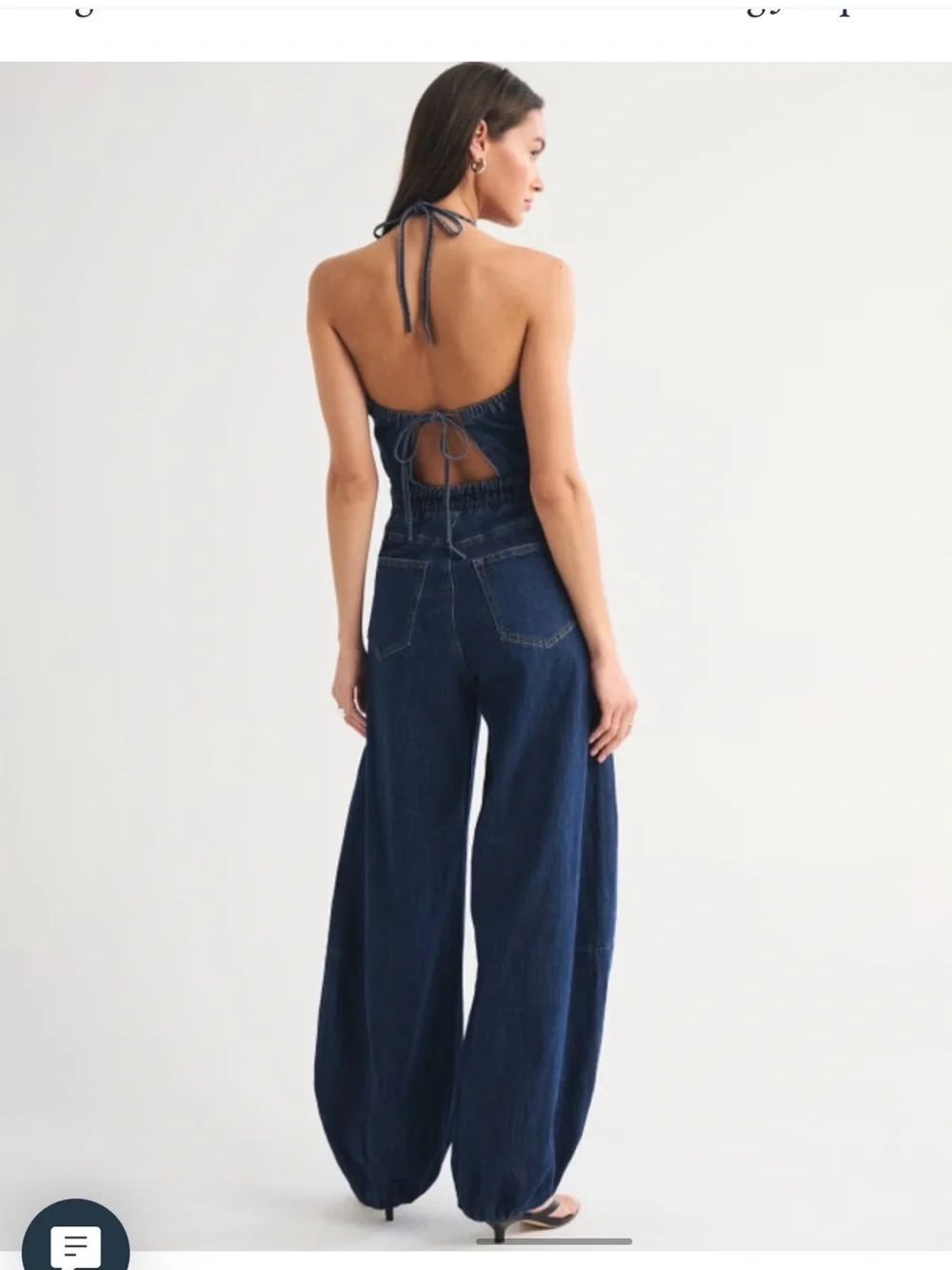 Abercrombie & Fitch Dark Indigo Halter Denim Jumpsuit